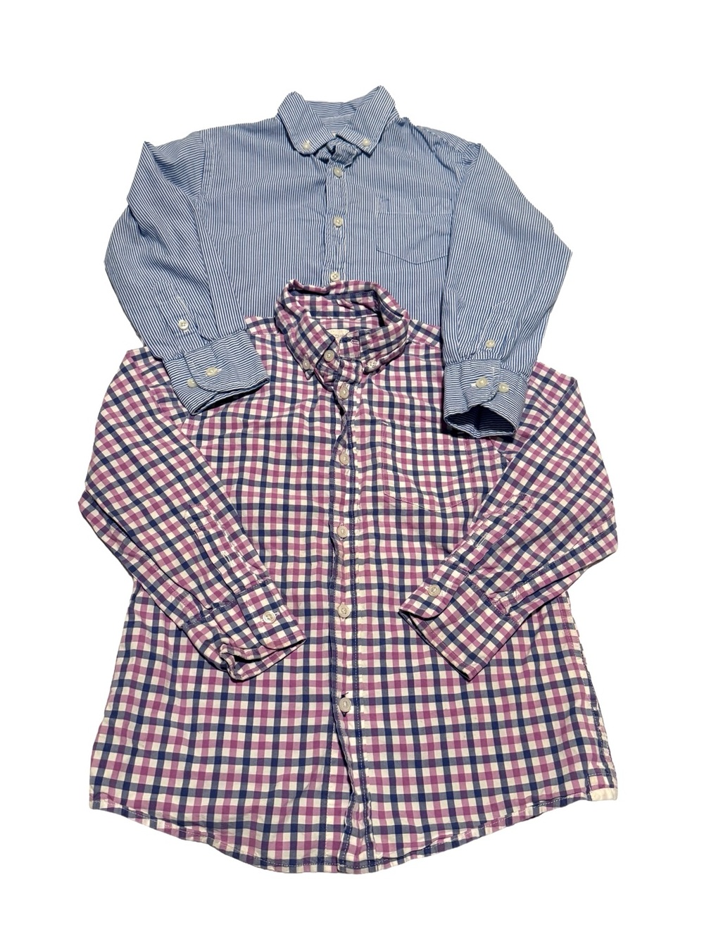 Crewcuts Boys Button-Down Shirts - Blue Stripe & Pink/Blue Plaid‎ 4-5T